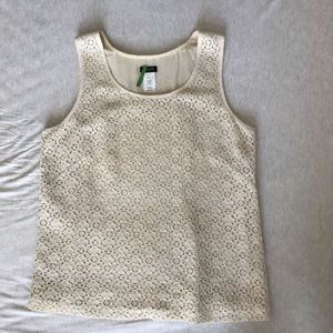 JCrew cream floral lace shell, size 4